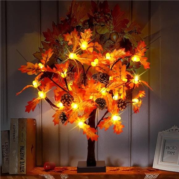 2 Pcs Maple Tree Light for Fall Thanksgiving  |  24"/2FT Lighted Maple Tree - Picture 3 of 7